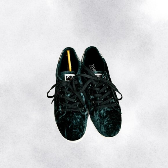 Emerald Green Platform Velvet Sneakers (US 9) - Picture 3 of 7